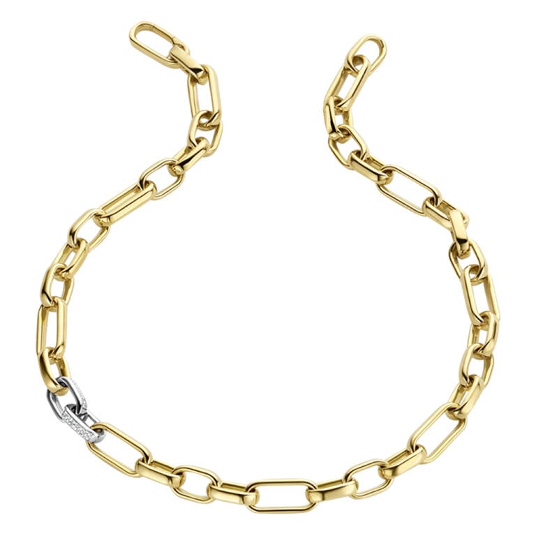 geel/wit goud schakel collier met diamant SC Highlights Diamonds - #1