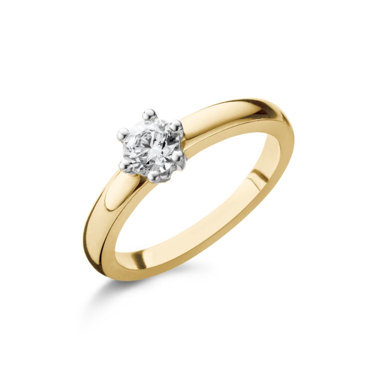 geel/wit goud solitair ring met diamant Schaap en Citroen Diamonds - #1