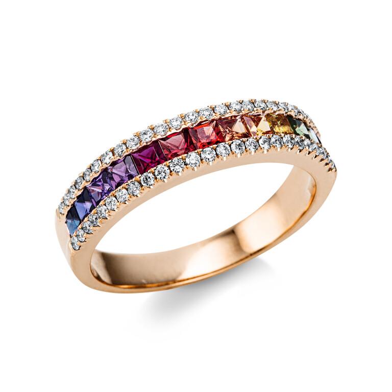 roodgoud rail ring met diamant Schaap en Citroen Colours Rainbow - #1