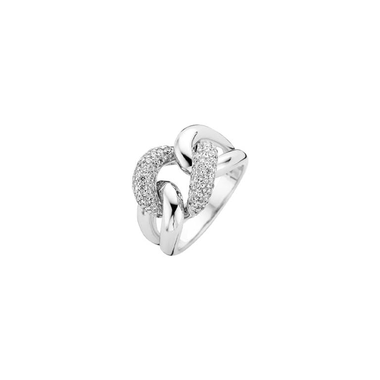 witgoud gourmette ring met diamant Schaap en Citroen Diamonds - #1