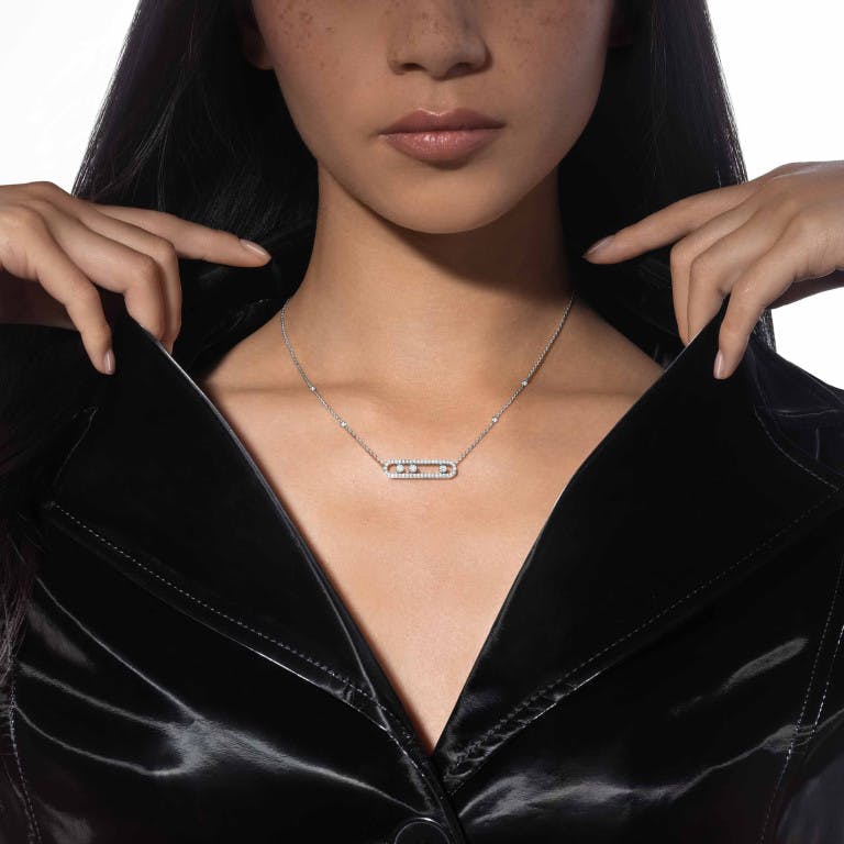 Messika Move Classic collier met hanger witgoud met diamant - 3994 - #3