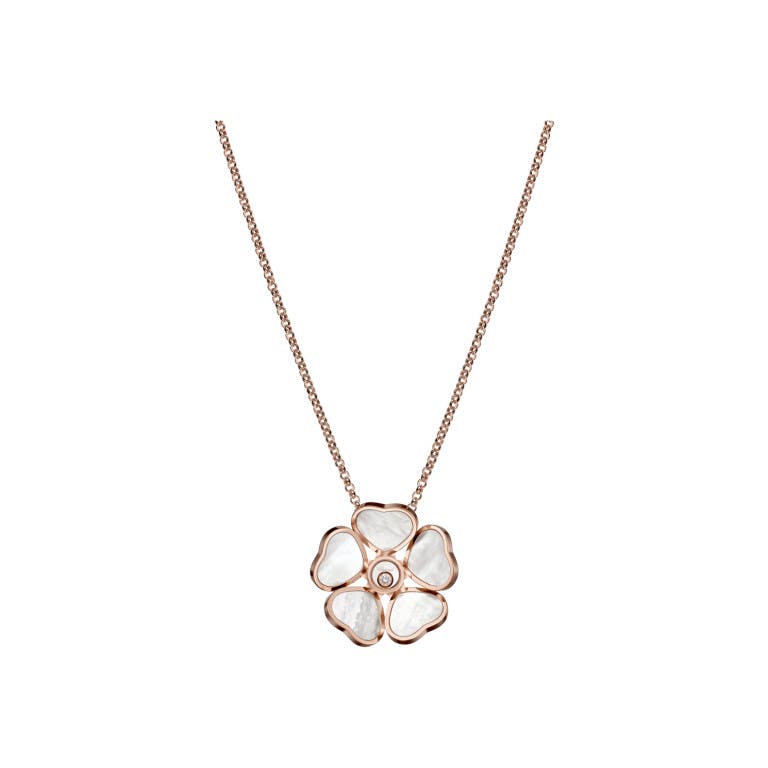 Chopard Happy Diamonds Happy Hearts Flowers collier met hanger roodgoud met diamant - 79A085-5301 - #3