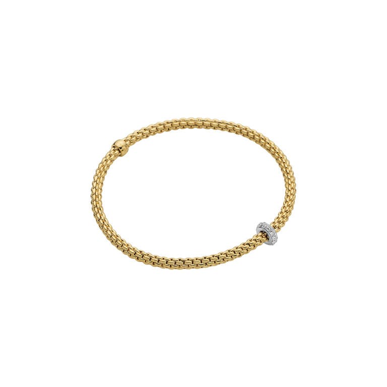 Fope Prima flexibele armband geel/wit goud met diamant - 74508BX_BB_G_XBX_00L - #1