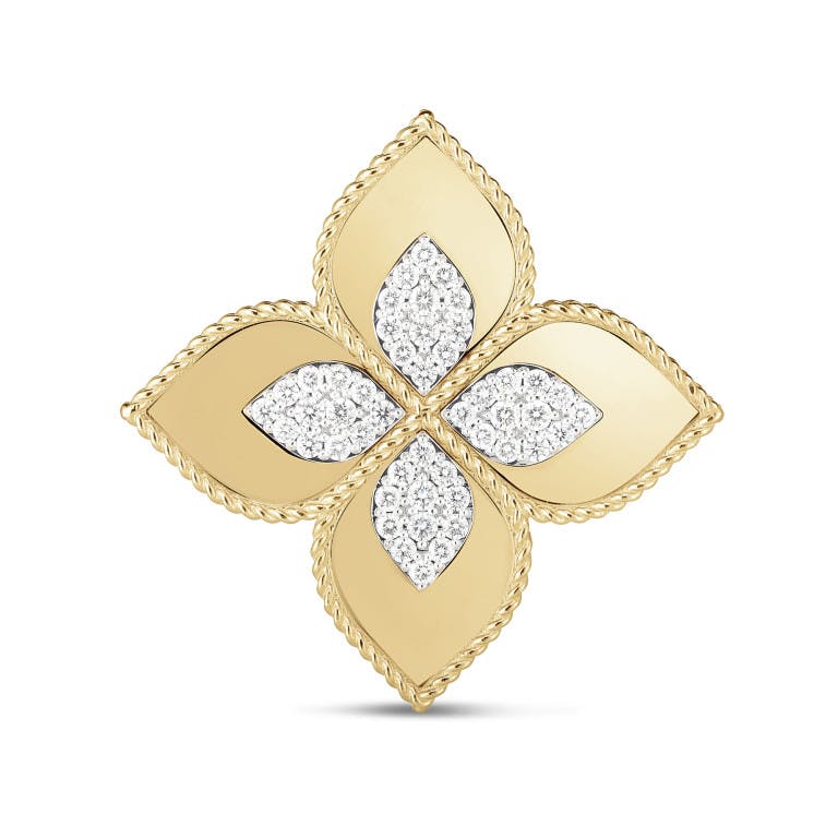 Roberto Coin Princess Flower ring geel/wit goud met diamant - undefined - #2